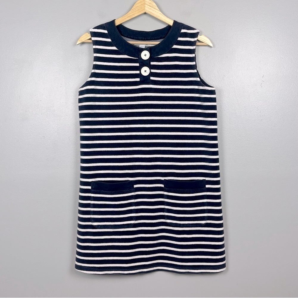 Boden cotton poly blend navy terry cloth sleeveless swim cover dress, size US 8.
